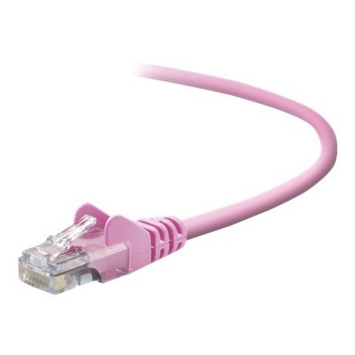 Belkin A3L791 03 PNK S Patch cable RJ 45 M to RJ 45 M 3 ft UTP CAT 5e stranded snagless booted pink B2B for Omniview SMB 1x16 SMB 1x8 Om