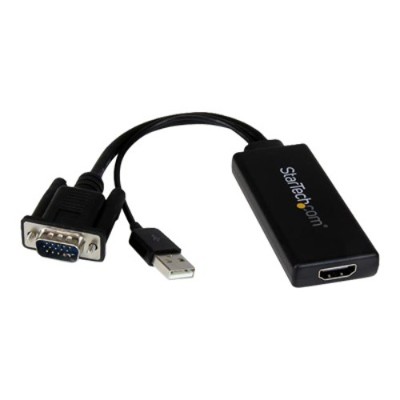 StarTech.com VGA2HDU VGA to HDMI Adapter with USB Audio Power Portable VGA to HDMI Converter Black VGA to HDMI Dongle 1080p