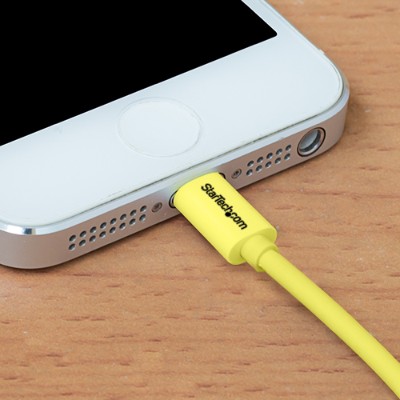 StarTech.com USBLT1MYL 1m Yellow Apple 8 pin Lightning to USB Cable for iPhone iPad Lightning cable Lightning M to USB M 3.3 ft double shielded ye