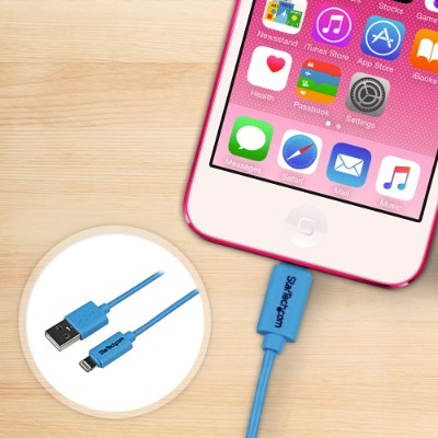 StarTech.com USBLT1MBL 1m Blue Apple 8 pin Lightning to USB Cable for iPhone iPad Lightning cable Lightning M to USB M 3.3 ft double shielded blue