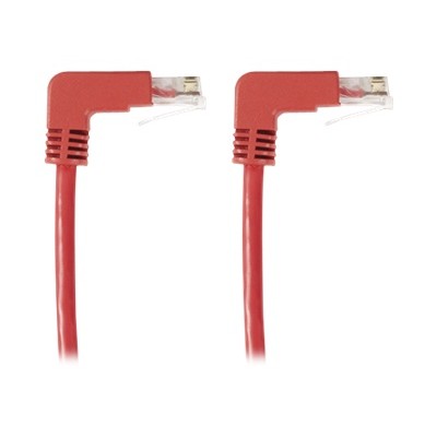 Black Box EVNSL236 0003 90DD SpaceGAIN Down to Down Patch cable RJ 45 M to RJ 45 M 3 ft UTP CAT 6 stranded angled 90° connector red