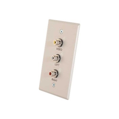 Cables To Go 41013 Single Gang Composite Video + Stereo Audio Wall Plate - Mounting plate - RCA X 3 - brushed aluminum - 1-gang Cables To Go 41013 Single Gang Composite Video + Stereo Audio Wall Plate - Mounting plate - RCA X 3 - brushed aluminum - 1-gang
