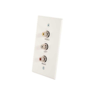 Cables To Go 41014 Single Gang Composite Video + Stereo Audio Wall Plate - Mounting plate - RCA X 3 - white brushed aluminum - 1-gang Cables To Go 41014 Single Gang Composite Video + Stereo Audio Wall Plate - Mounting plate - RCA X 3 - white brushed aluminum - 1-gang
