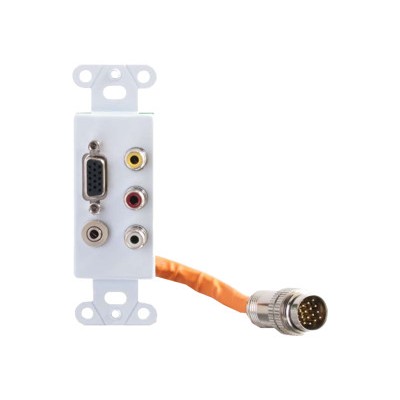 Cables To Go 60022 RapidRun Integrated VGA (HD15) + 3.5mm + Composite Video + Stereo Audio Decorative Style Wall Plate - White - Mounting plate - HD-15 RCA X 3 Cables To Go 60022 RapidRun Integrated VGA (HD15) + 3.5mm + Composite Video + Stereo Audio Decorative Style Wall Plate - White - Mounting plate - HD-15 RCA X 3
