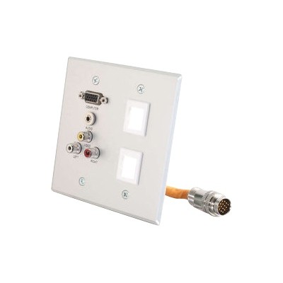 Cables To Go 60028 RapidRun Double Gang Integrated HD15 + 3.5mm + RCA Audio/Video + (2) Keystone Wall Plate - Mounting plate - HD-15 RCA X 3 mini-phone stereo Cables To Go 60028 RapidRun Double Gang Integrated HD15 + 3.5mm + RCA Audio/Video + (2) Keystone Wall Plate - Mounting plate - HD-15 RCA X 3 mini-phone stereo