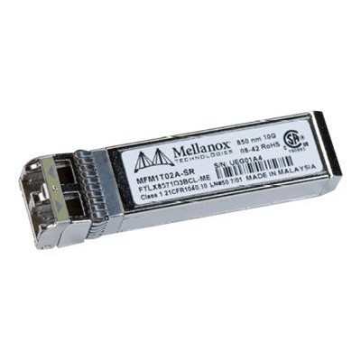 Mellanox Technologies MFM1T02A-SR Active Optical Modules - SFP+ transceiver module - 10 Gigabit Ethernet - 10GBase-SR - LC multi-mode - up to 984 ft - 850 nm - Mellanox Technologies MFM1T02A-SR Active Optical Modules - SFP+ transceiver module - 10 Gigabit Ethernet - 10GBase-SR - LC multi-mode - up to 984 ft - 850 nm -