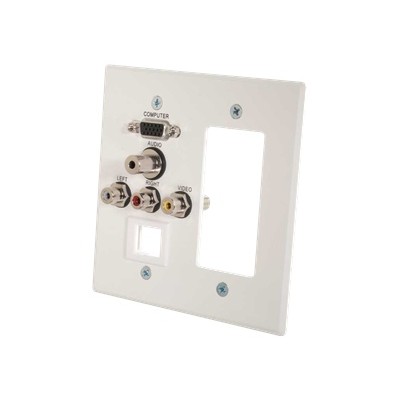 Cables To Go 41030 VGA 3.5mm Audio Composite Video and RCA Stereo Audio Pass Through Double Gang Wall Plate with One Decorative Style Cutout and One Keystone Cables To Go 41030 VGA 3.5mm Audio Composite Video and RCA Stereo Audio Pass Through Double Gang Wall Plate with One Decorative Style Cutout and One Keystone