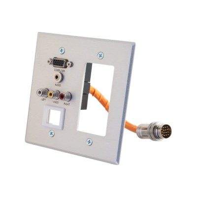Cables To Go 60044 RapidRun Double Gang Integrated HD15 + 3.5mm + Composite Video + Stereo Audio + Keystone + Decorative Style Wall Plate - Mounting plate - HD- Cables To Go 60044 RapidRun Double Gang Integrated HD15 + 3.5mm + Composite Video + Stereo Audio + Keystone + Decorative Style Wall Plate - Mounting plate - HD-