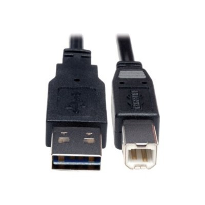TrippLite UR022 001 Universal Reversible USB 2.0 Hi Speed Cable Reversible A to B M M 1 ft.