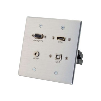 Cables To Go 39703 HDMI VGA 3.5mm and USB Pass-through Wall Plate - Mounting plate - HD-15 mini-phone stereo 3.5 mm HDMI USB Type B - aluminum - 1-gang Cables To Go 39703 HDMI VGA 3.5mm and USB Pass-through Wall Plate - Mounting plate - HD-15 mini-phone stereo 3.5 mm HDMI USB Type B - aluminum - 1-gang