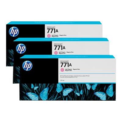 HP Inc. B6Y43A 771A Tri pack 3 pack 775 ml light magenta original ink cartridge for DesignJet Z6200
