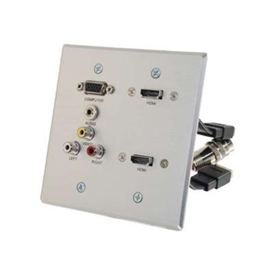 Cables To Go 60143 RapidRun VGA Stereo Audio Composite Video and RCA Stereo Audio Double Gang Wall Plate with Dual HDMI Pass Through - Wall plate - HDMI / VGA Cables To Go 60143 RapidRun VGA Stereo Audio Composite Video and RCA Stereo Audio Double Gang Wall Plate with Dual HDMI Pass Through - Wall plate - HDMI / VGA