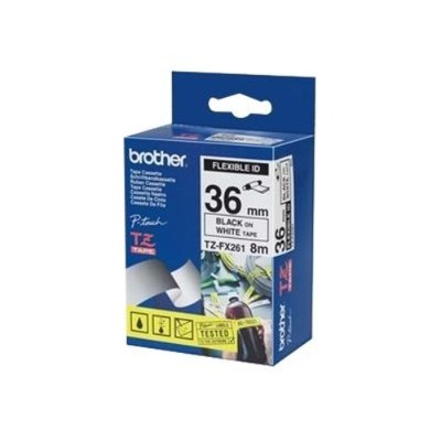 Brother TZEFX261 TZeFX261 - Black on white - Roll (1.42 in x 26.3 ft) 1 roll(s) flexible tape - for P-Touch pt-1005 PT-1010 3600 D210 D400 D450 D600 D800 Brother TZEFX261 TZeFX261 - Black on white - Roll (1.42 in x 26.3 ft) 1 roll(s) flexible tape - for P-Touch pt-1005 PT-1010 3600 D210 D400 D450 D600 D800