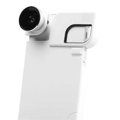 Olloclip 4-in-1 Fisheye/wide Angle/macro Lens/case Combo - For Iphone 5 - Quick-flip White Case - Silver Lens - Ocea-iph5-fw2m-sw-w