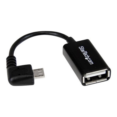 StarTech.com UUSBOTGRA 5in Right Angle Micro USB to USB OTG Host Adapter M F Angled Micro USB Male to USB A Female On The Go Host Cable