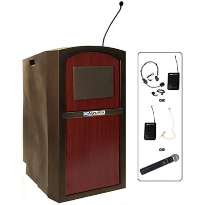 AmpliVox Sound Systems SW3250 MH SW3250 MH Pinnacle Full Height Lectern Mahogany Wireless Sound