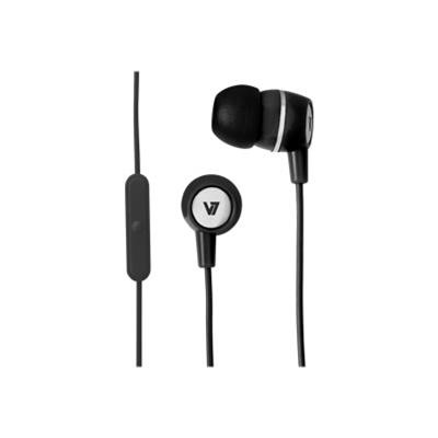 V7 HA110 BLK 12NB HA110 Earphones with mic in ear 3.5 mm jack black
