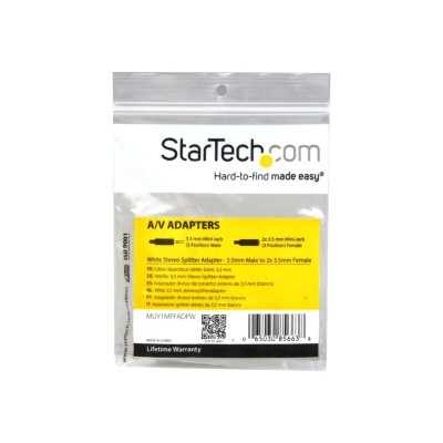 StarTech.com MUY1MFFADPW White Slim Mini Jack Headphone Splitter Cable Adapter - 3.5mm Male to 2x 3.5mm Female StarTech.com MUY1MFFADPW White Slim Mini Jack Headphone Splitter Cable Adapter - 3.5mm Male to 2x 3.5mm Female