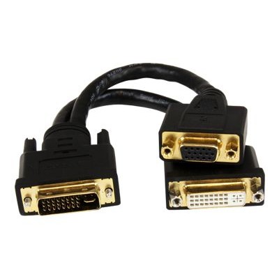 StarTech.com DVI92030202L 8in Wyse DVI Splitter Cable DVI I to DVI D and VGA M F Comparable to Wyse DVI Y Cable