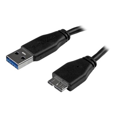 StarTech.com USB3AUB50CMS Slim Micro USB 3.0 cable 0.5m 20in USB cable Micro USB Type B M to USB Type A M USB 3.0 1.6 ft molded black