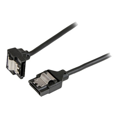 StarTech.com LSATARND12R1 12in Latching Round SATA to Right Angle SATA Serial ATA Cable SATA cable Serial ATA 150 300 600 SATA R to SATA R 1 ft la