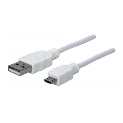 Manhattan 323987 Hi Speed USB Device Cable A Male Micro B Male 1m 3ft White