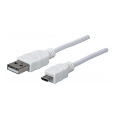 Manhattan 324069 Hi Speed USB Device Cable A Male Micro B Male 1.8m 6ft White