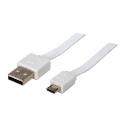 Manhattan 391832 Flat Micro USB Cable A Male Micro B Male 1m 3.3ft White