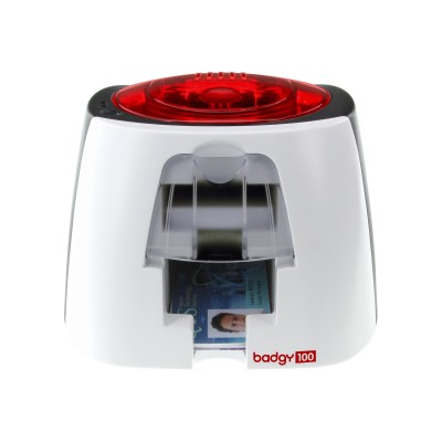 Evolis B12U0000RS Badgy 100 Plastic card printer color dye sublimation thermal transfer CR 80 Card 3.37 in x 2.13 in up to 225 cards hour mono u