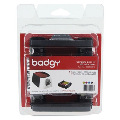 Evolis CBGP0001C Badgy Full kit Color cyan magenta yellow black overlay print ribbon cassete PVC cards kit for Badgy 100 200