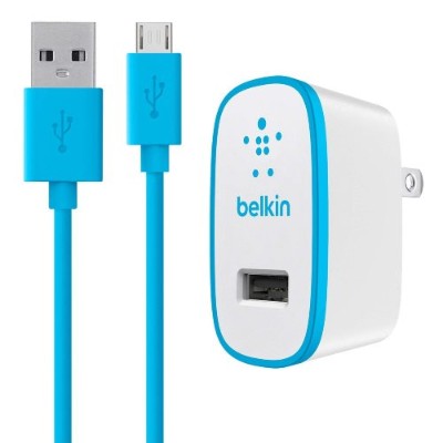 Belkin F8M667TT04 BLU Universal Home Charger with Micro USB ChargeSync Cable Power adapter 10 Watt 2.1 A USB power only on cable Micro USB blue