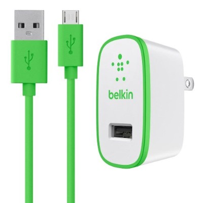 Belkin F8M667TT04 GRN Universal Home Charger with Micro USB ChargeSync Cable Power adapter 10 Watt 2.1 A USB power only on cable Micro USB gree
