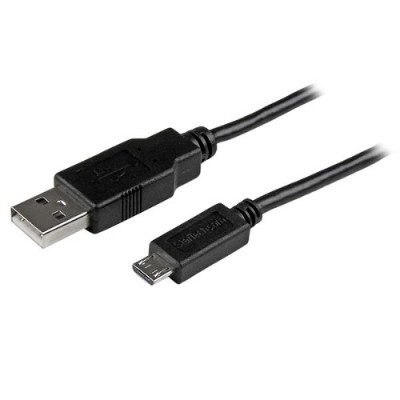 StarTech.com USBAUB15CMBK 15cm 6in Mobile Charge Sync USB to Slim Micro USB Cable for Phones Tablets A to Micro B M M Thin Micro USB