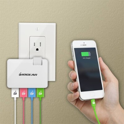 Iogear GPAW4U4 GearPower QuadSmart USB Wall Charger - Folding Power adapter - Charge 2 iPads or 4 smartphones simultaneously Iogear GPAW4U4 GearPower QuadSmart USB Wall Charger - Folding Power adapter - Charge 2 iPads or 4 smartphones simultaneously