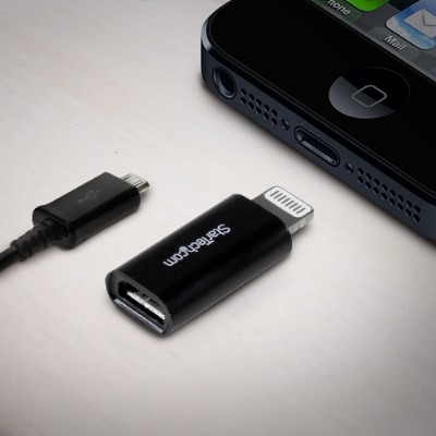 StarTech.com USBUBLTADPB Black Apple Lightning to Micro USB Adapter - iPhone iPod iPad - iPad / iPhone / iPod charging / data adapter - Lightning / USB - Lightn StarTech.com USBUBLTADPB Black Apple Lightning to Micro USB Adapter - iPhone iPod iPad - iPad / iPhone / iPod charging / data adapter - Lightning / USB - Lightn
