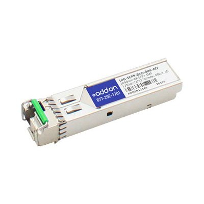 AddOn Computer Products 10G SFPP BXD 60K AO Brocade 10G SFPP BXD 60K Compatible TAA Compliant 10GBase BX SFP Transceiver SMF 1330nmTx 1270nmRx 60km LC DOM
