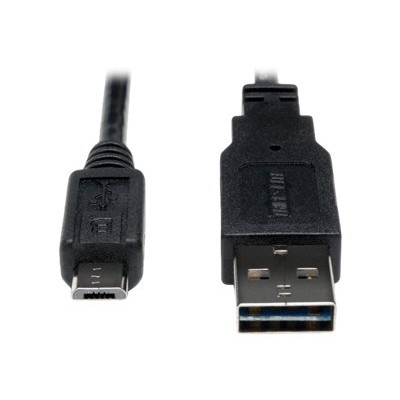 TrippLite UR050-001-24G Universal Reversible USB 2.0 Hi-Speed Cable 28/24AWG (Reversible A to 5Pin Micro B M/M) 1-ft. TrippLite UR050-001-24G Universal Reversible USB 2.0 Hi-Speed Cable 28/24AWG (Reversible A to 5Pin Micro B M/M) 1-ft.