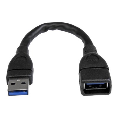 StarTech.com USB3EXT6INBK 6in Black USB 3.0 Extension Adapter Cable A to A M F USB 3.0 Port Saver Cable USB 3.0 Male to Female Cable Black 6in