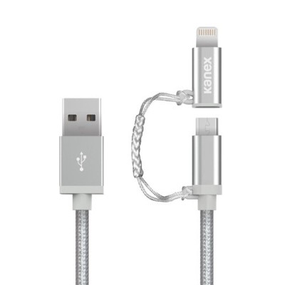 KANEX K8PMU4FPSV MiColor Duo Charging data cable Lightning USB 2.0 Micro USB Type B Lightning M to USB M 4 ft silver