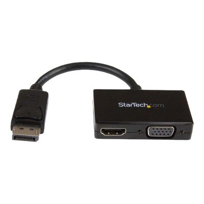StarTech.com DP2HDVGA Travel A V adapter 2 in 1 DisplayPort to HDMI VGA converter DP to HDMI or VGA adapter w portable design