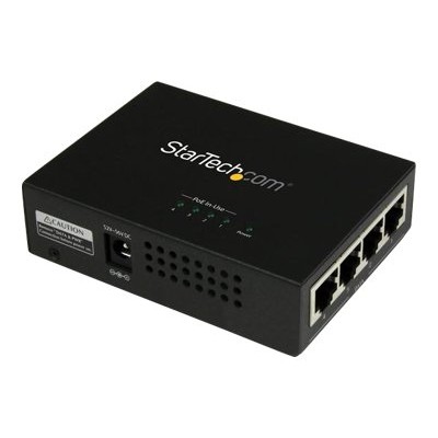 StarTech.com POEINJ4G 4 Port Gigabit Midspan PoE Injector 802.3at and 802.3af Wall mountable Power over Ethernet Midspan