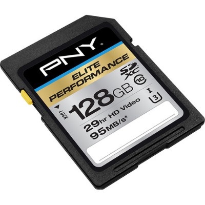 PNY P-SDX128U395-GE 128GB Elite Performance UHS-1 SDXC Memory Card U3 Class 10 PNY P-SDX128U395-GE 128GB Elite Performance UHS-1 SDXC Memory Card U3 Class 10