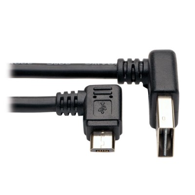 TrippLite UR05C 003 RB Dedicated Reversible USB Charging Cable Reversible A to Right Angle 5 Pin Micro B Black 3 ft.