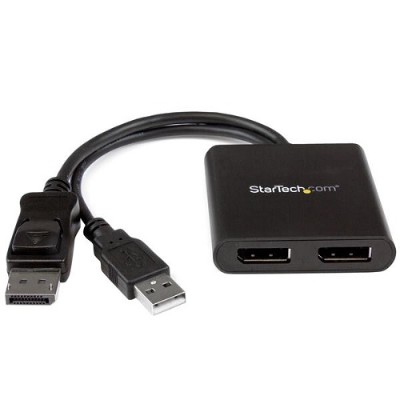StarTech.com MSTDP122DP DisplayPort to DisplayPort Multi Monitor Splitter 2 Port MST Hub DP 1.2 to 2x DP MST Hub