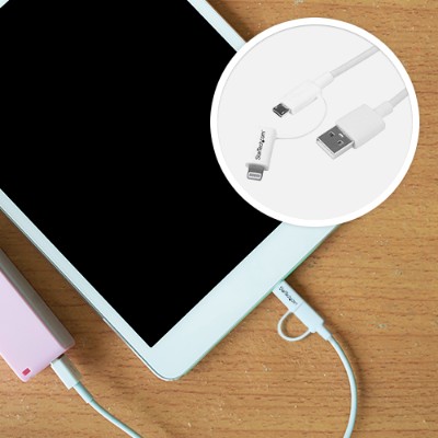 StarTech.com LTUB1MWH Apple Lightning or Micro USB to USB cable - 1m (3ft) white StarTech.com LTUB1MWH Apple Lightning or Micro USB to USB cable - 1m (3ft) white