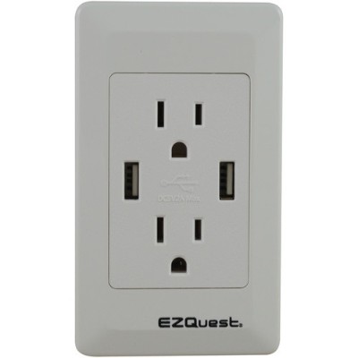 Ezquest X73692 2-Outlet 2-Port 2.1-Amp Plug & Charge USB Charger Ezquest X73692 2-Outlet 2-Port 2.1-Amp Plug & Charge USB Charger
