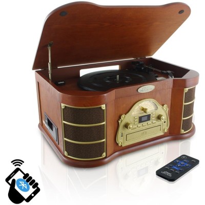 Pyle PTCD54UB Bluetooth Vintage Style Turntable with AM/FM Radio CD & Cassette Players USB Flash Recording & Slide-Out iPod/MP3 Dock Pyle PTCD54UB Bluetooth Vintage Style Turntable with AM/FM Radio CD & Cassette Players USB Flash Recording & Slide-Out iPod/MP3 Dock
