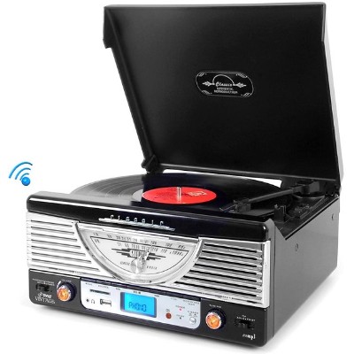 Pyle PTR8UBTBK Retro Vintage Classic Style Bluetooth Turntable Vinyl Record Player with USB/MP3 Computer Recording (Black) Pyle PTR8UBTBK Retro Vintage Classic Style Bluetooth Turntable Vinyl Record Player with USB/MP3 Computer Recording (Black)