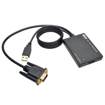 TrippLite P116 003 HD U VGA to HDMI Component Adapter Converter with USB Audio Power VGA to HDMI 1080p Video converter VGA HDMI black