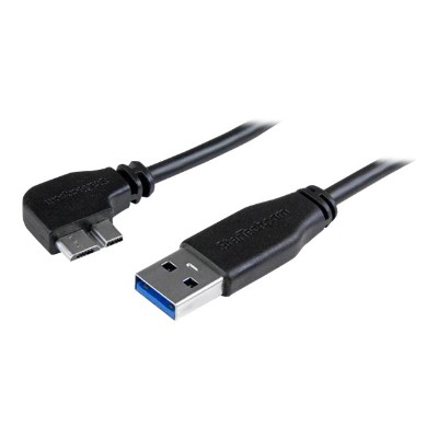 StarTech.com USB3AU50CMLS 0.5m Slim Micro USB 3.0 Cable M M Left Angle Micro USB A to Micro B Angled Micro USB USB 3.1 Gen 1 5Gbps